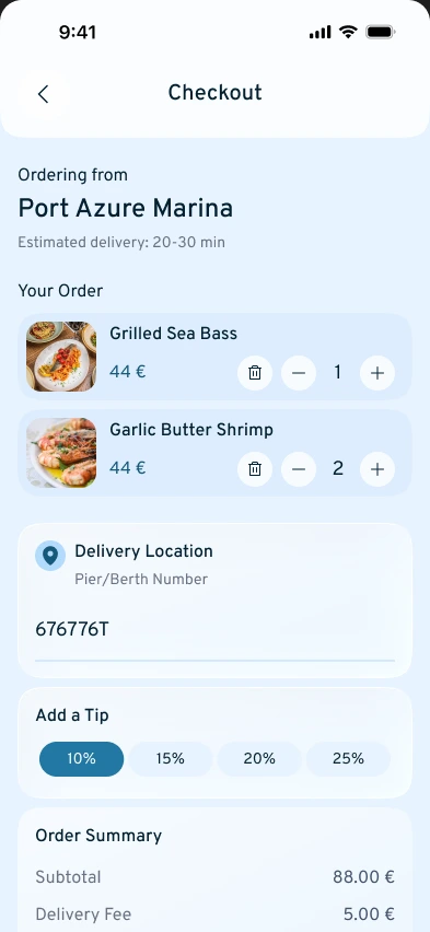 Checkout screen